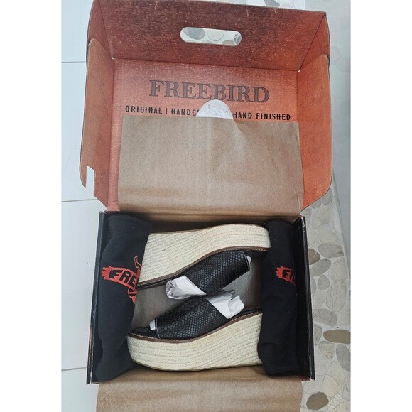 Freebird MIAMI Wedge Leather Sandal Black Snake Boho 7-7.5 NIB - Picture 9 of 10